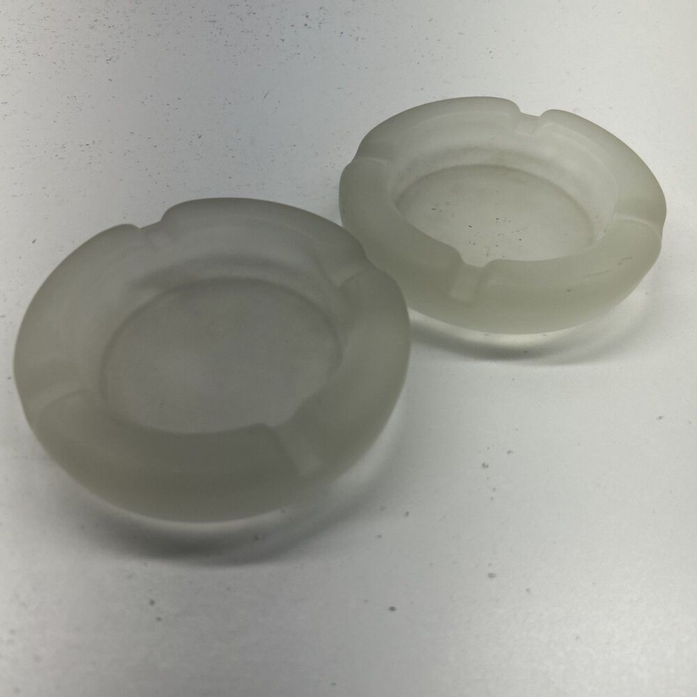 Vintage‎ Tiara Glass Frosted 4” Ashtrays Set Of Two